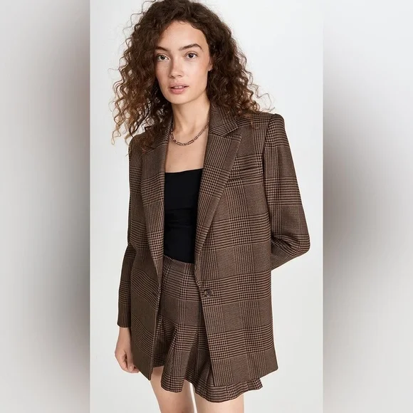 Alice + Olivia Brown Plaid Blazer and Skirt Set - Picture 2 of 8